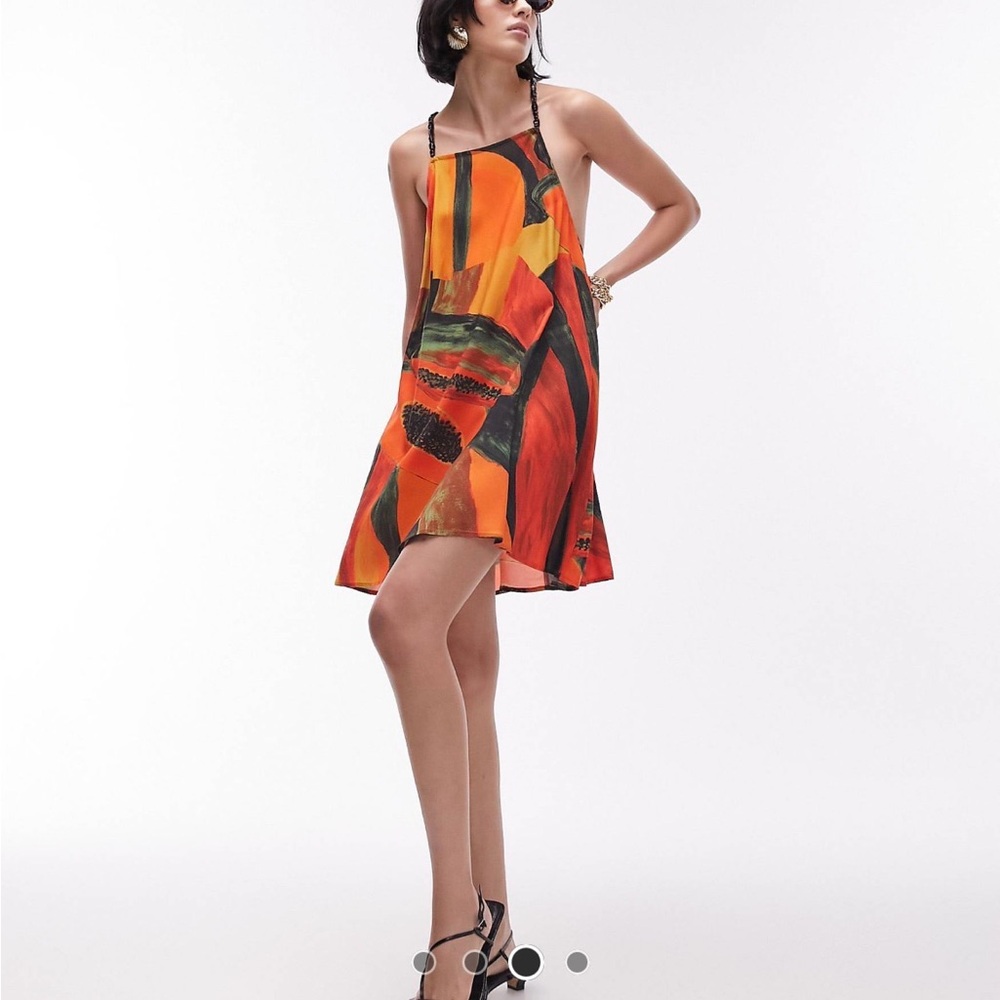 Topshop beaded papaya mini dress